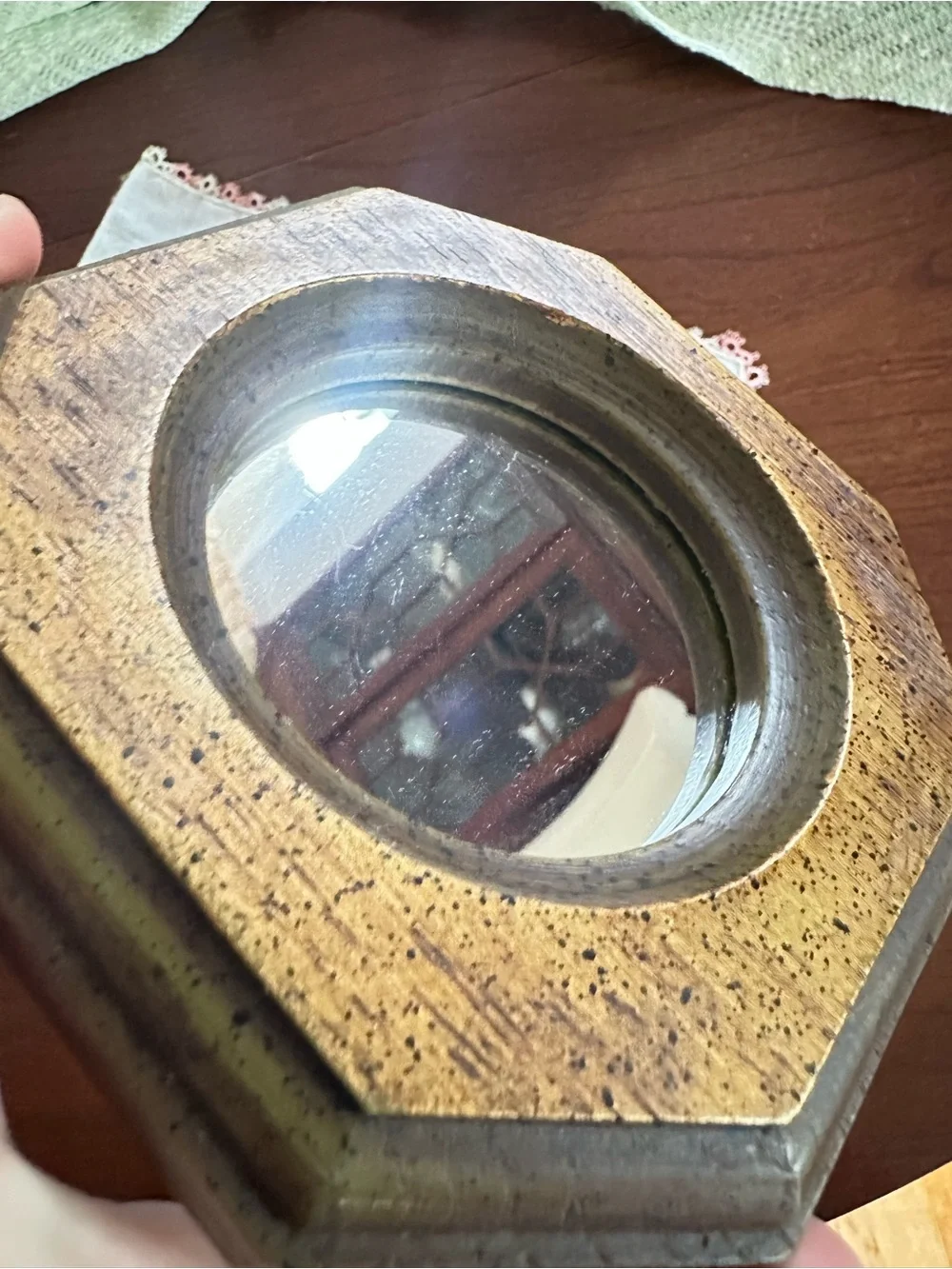 Vintage Homco Octagon Wall Mirror Gold Flecked Frame